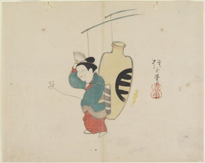 Mobile of Woman Figure and Sake Bottle, c. 1830 by Hogyoku